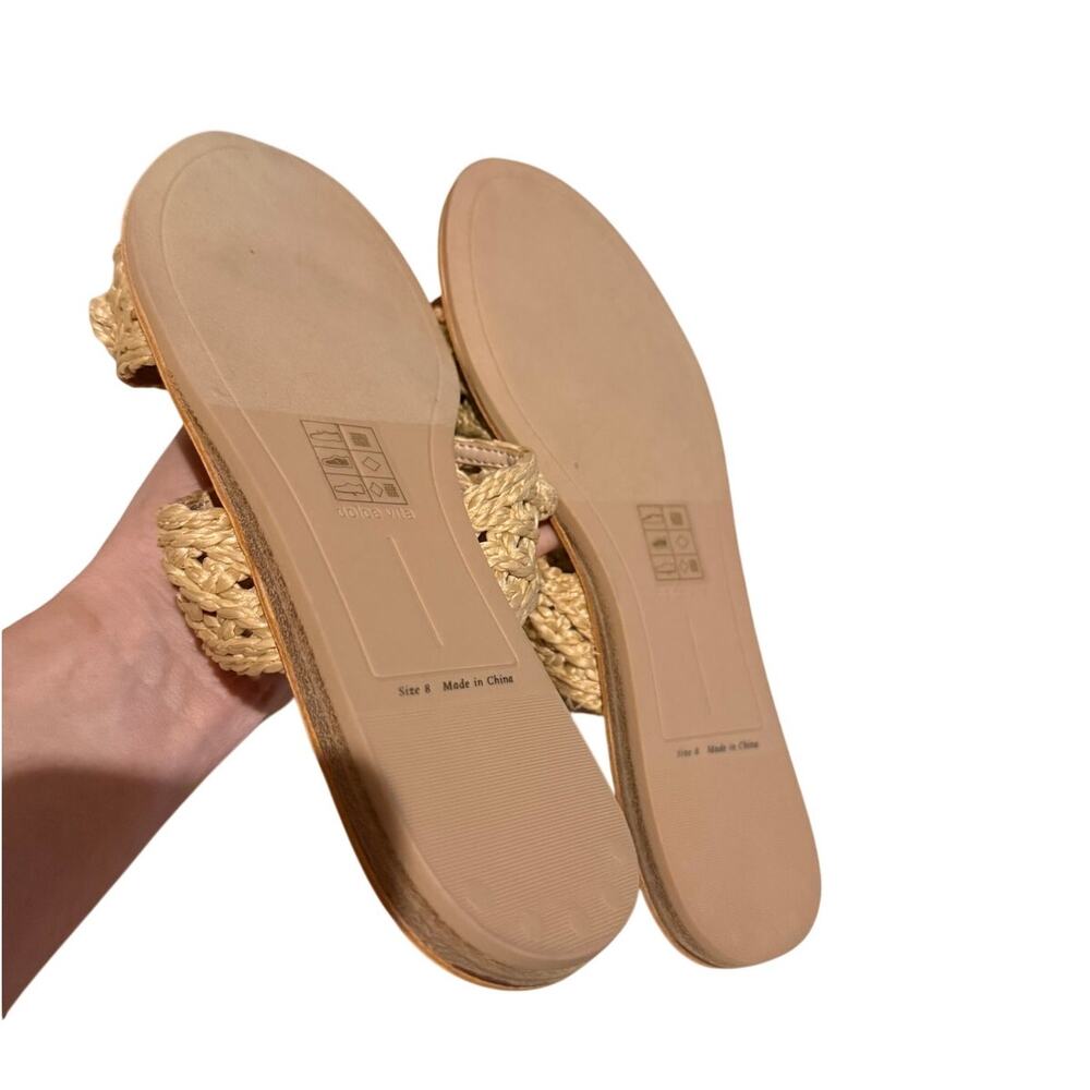NWT Dolce Vita Dinah Light Natural Woven Raffia Bow Slide Sandals Sz. 8 - Picture 3 of 8
